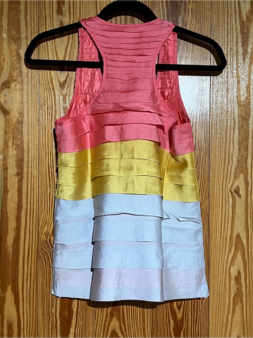 Aryn K Ruffled Color Block Silk - Like Racer Back Tank Top Shell - Picture 3 of 10